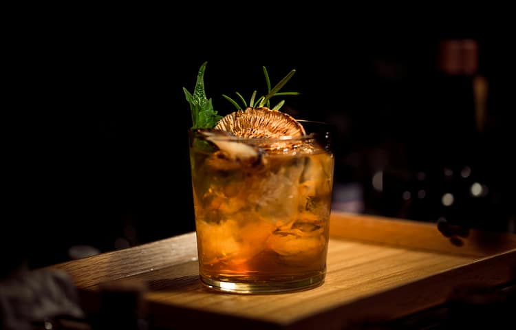This mushroom cocktail was created by Tomo, an overwhelmingly creative mixologist in Kyoto. Step in his well-lit eight-person bar and take a seat.